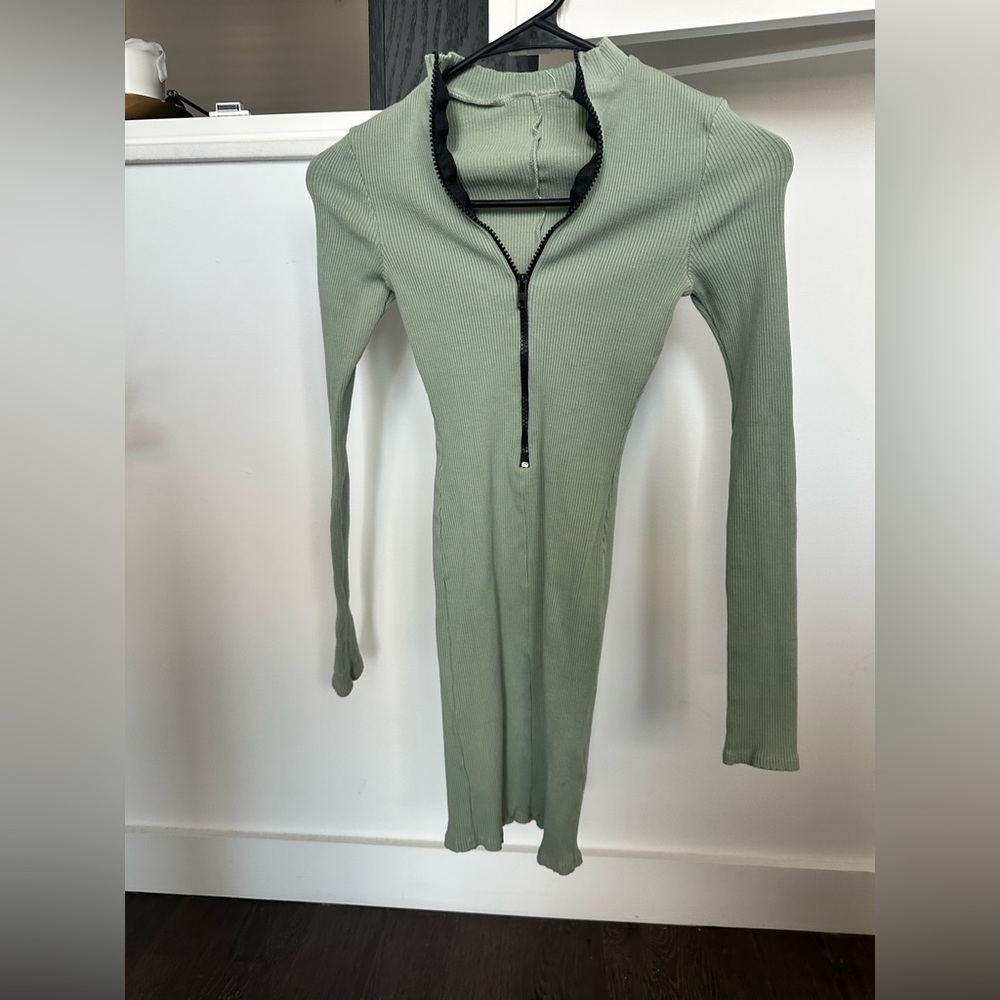 Fashion Nova Green Snatched Ribbed Dress